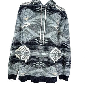 American Eagle Outfitters Hooded Sweater Size Large Grey, Black and White